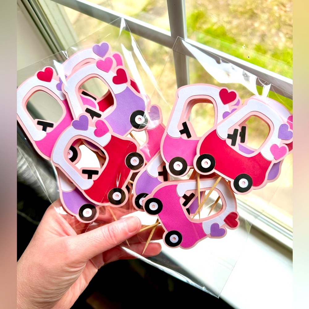 Valentines Day Cozy Coup Cupcake Toppers - New Set of 12